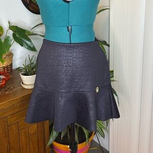 Black Reptile Skin Printed Fit and Flare Skirt by Indigo Jeans Sized M